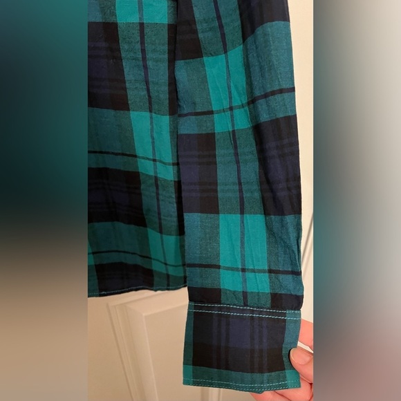 Tommy Bahama Kids Boys Green & Blue Plaid Button Down Shirt in Size Large 10/12 - Picture 14 of 16